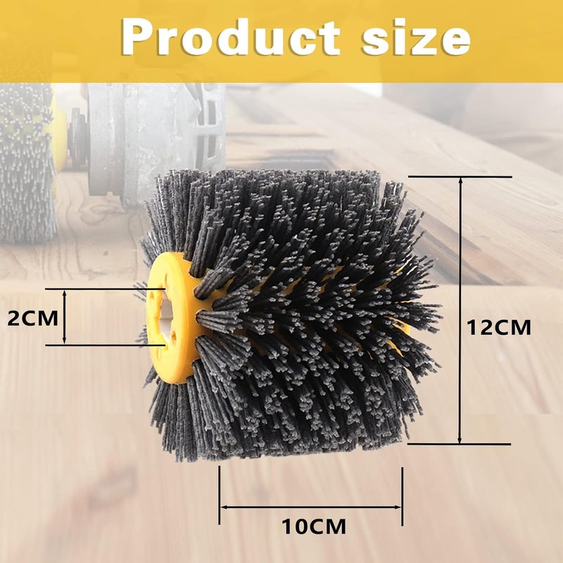 Shineboc Abrasive Nylon Wire Drawing Wheel Drum Brushes, 180 Grit 120x100mm Wheel Drum Burnishing Tool Polishing Brush Wooden Wheels for Wood Furniture Working Surface Conditioning Tool - Image 3